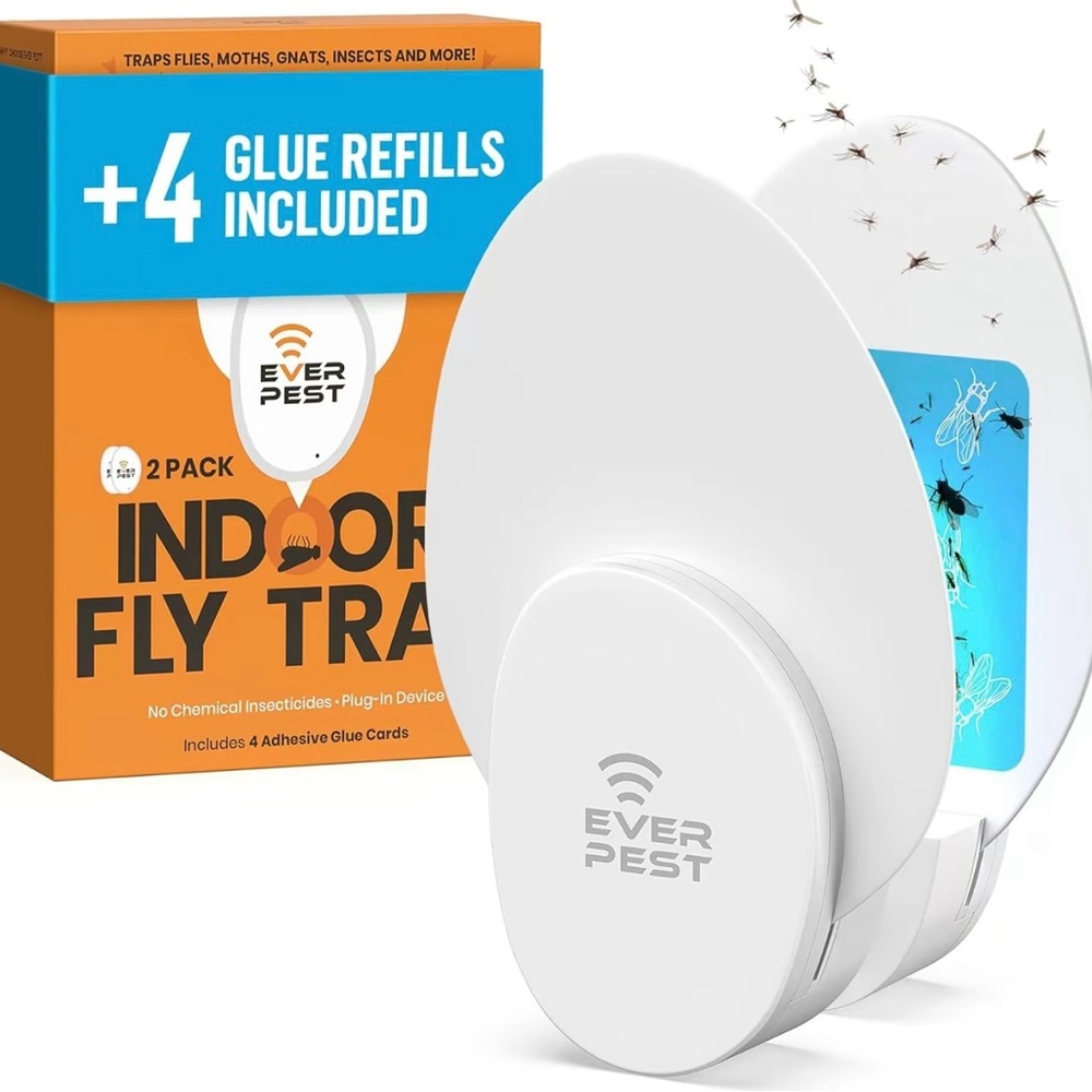 Ever pest indoor plug-in fly trap, flying insect trap +4 glue cards